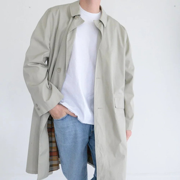 Vintage Sears "Perma-Prest" Tan with Checker  Liner made in U.S.A. - Picture 3 of 14